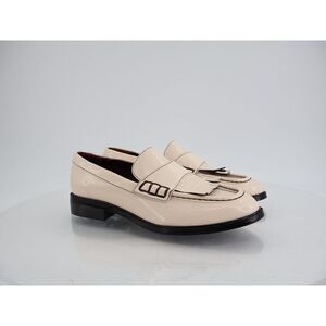 Franco Sarto Alonzo Penny Loafer Slip on Shoes Size 9 Beige Black Patent Vegan